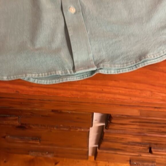 Small Old Navy teal green button down long sleeve pockets casual dress shirt top - Picture 7 of 10